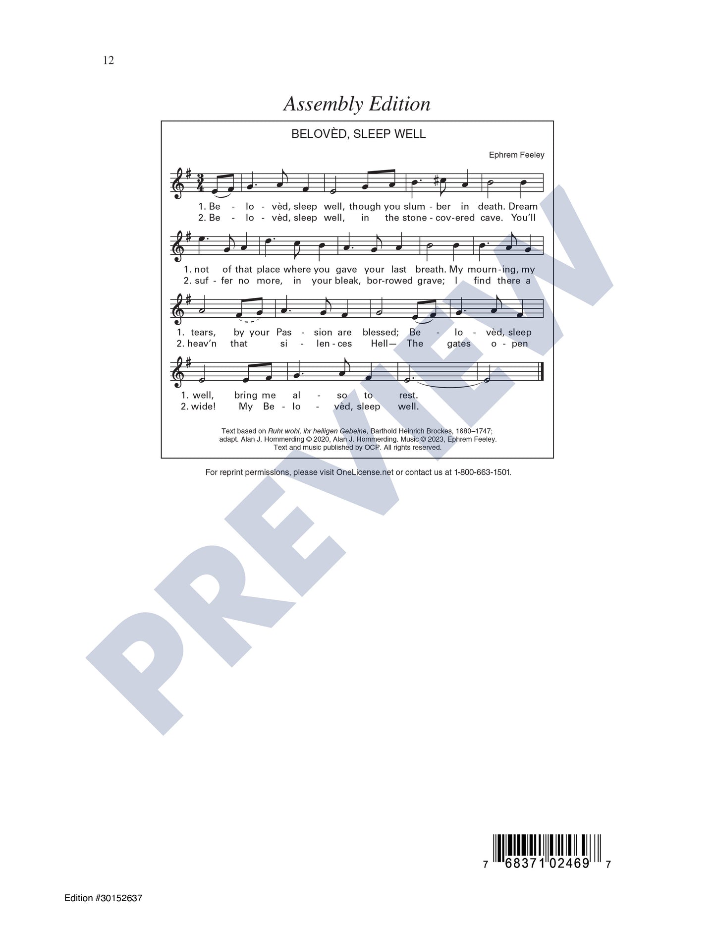 Belovèd, Sleep Well