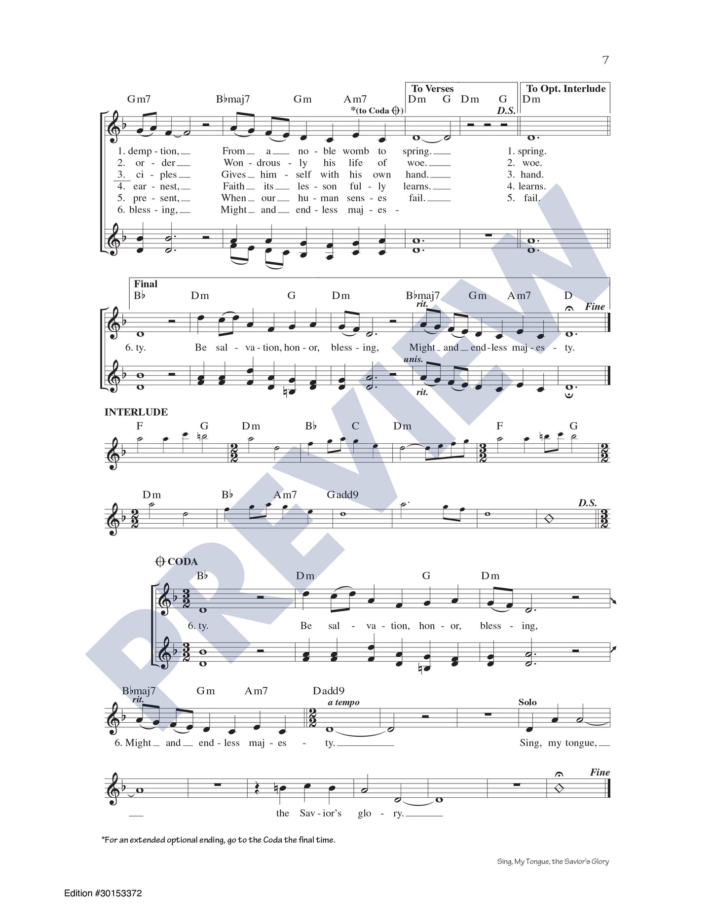 Sing, My Tongue, the Savior's Glory