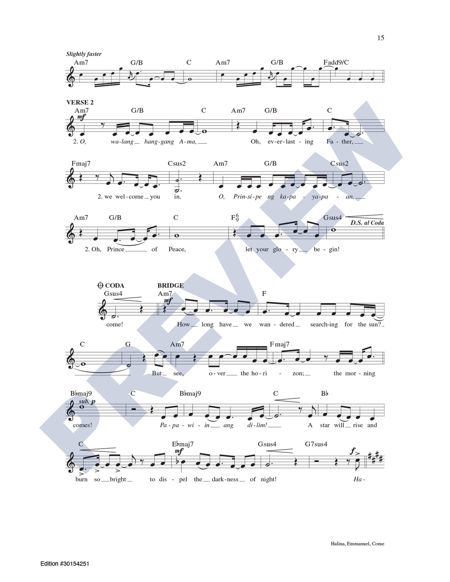Halina, Emmanuel, Come (A Filipino/English Song for Advent)