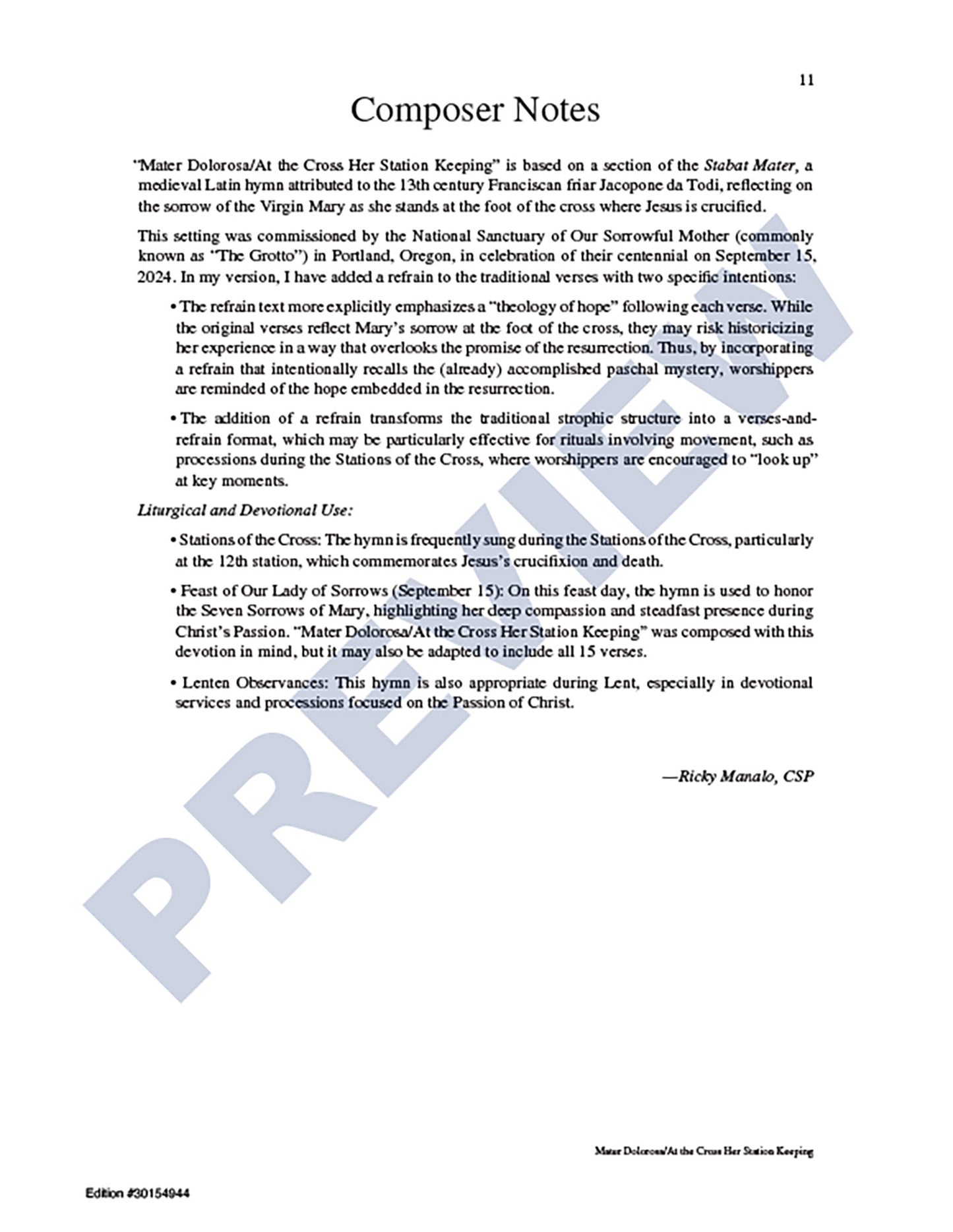 Mater Dolorosa/At the Cross Her Station Keeping