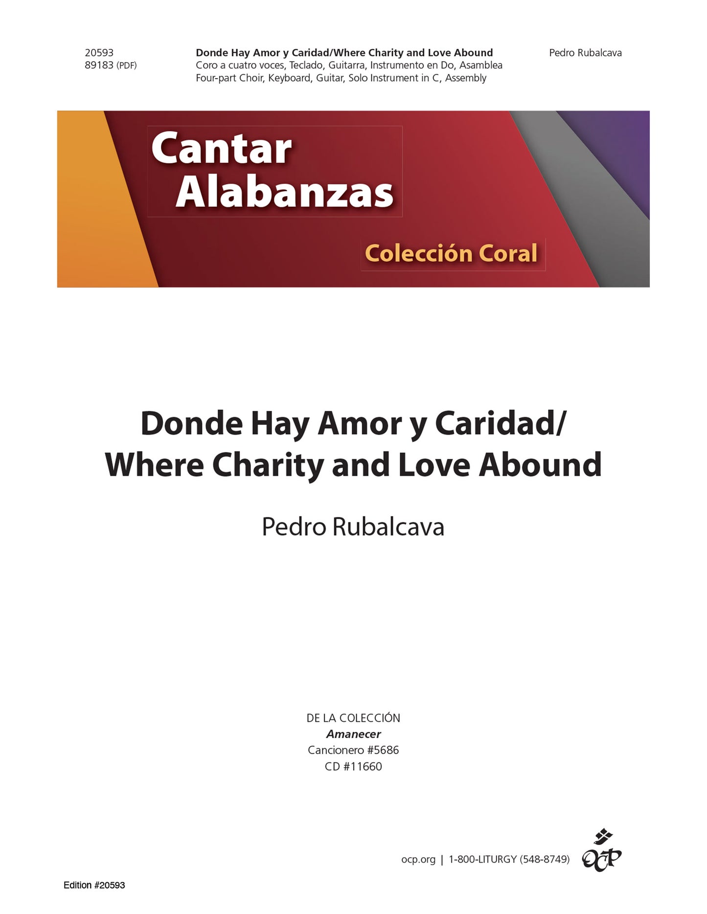 Donde Hay Amor y Caridad/Where Charity and Love Abound