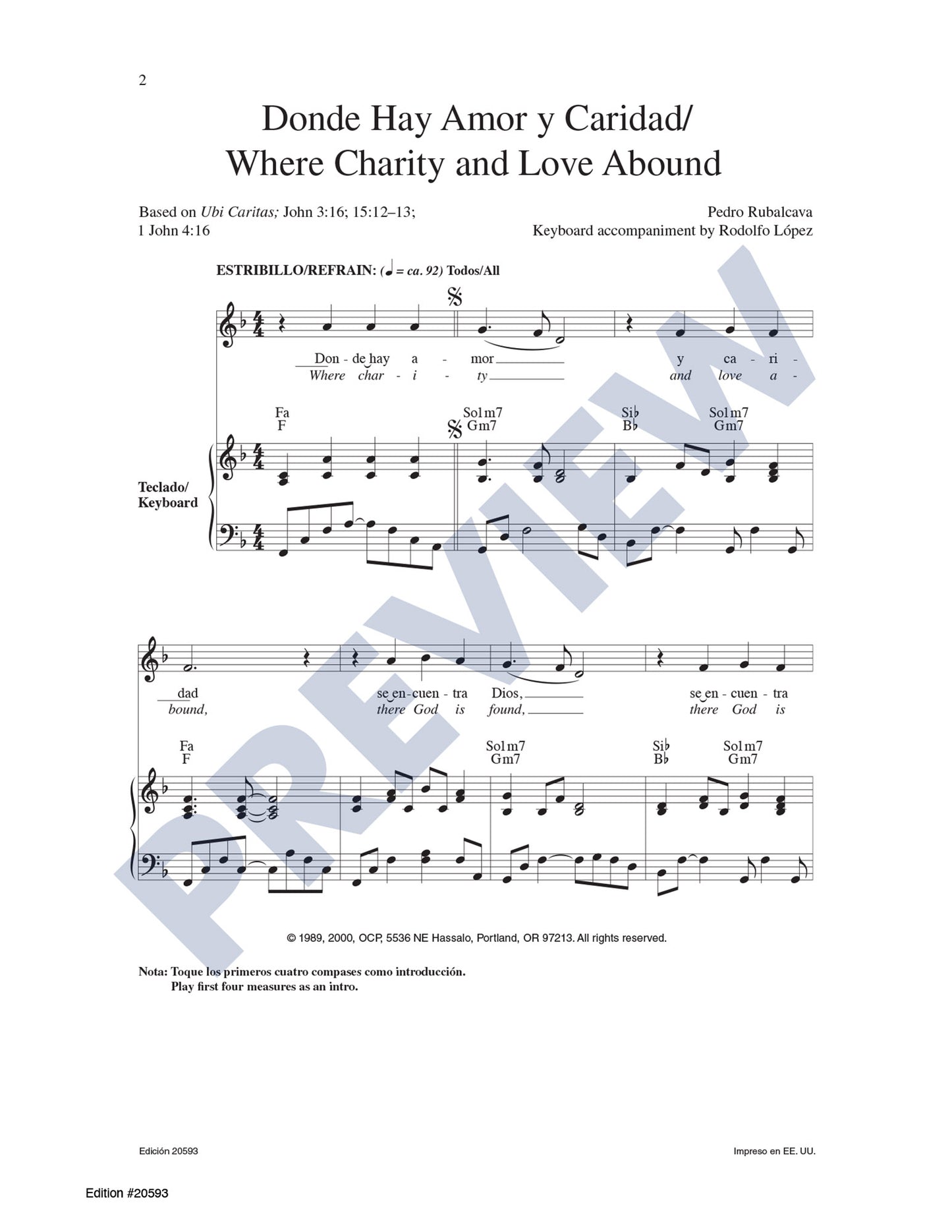 Donde Hay Amor y Caridad/Where Charity and Love Abound