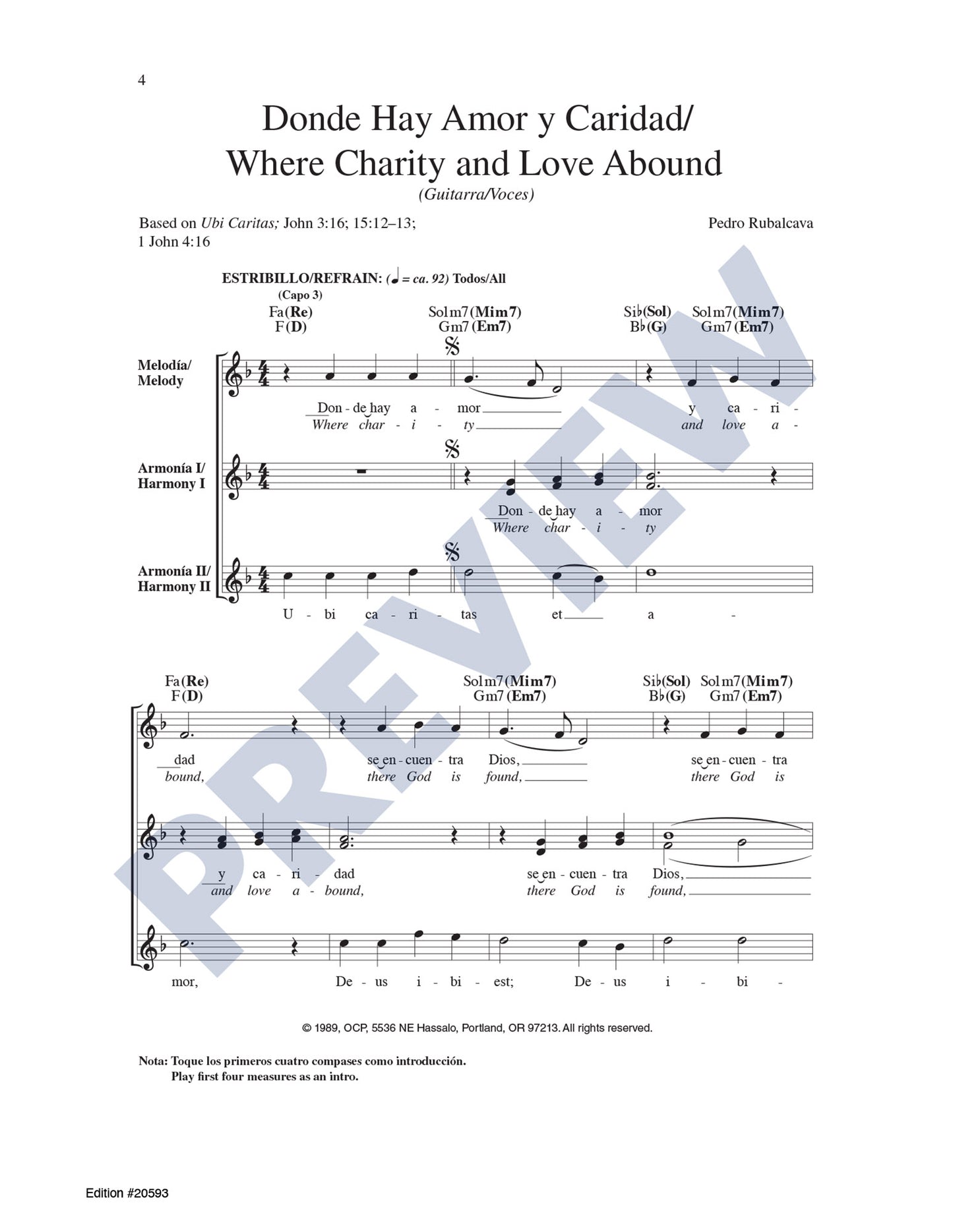 Donde Hay Amor y Caridad/Where Charity and Love Abound