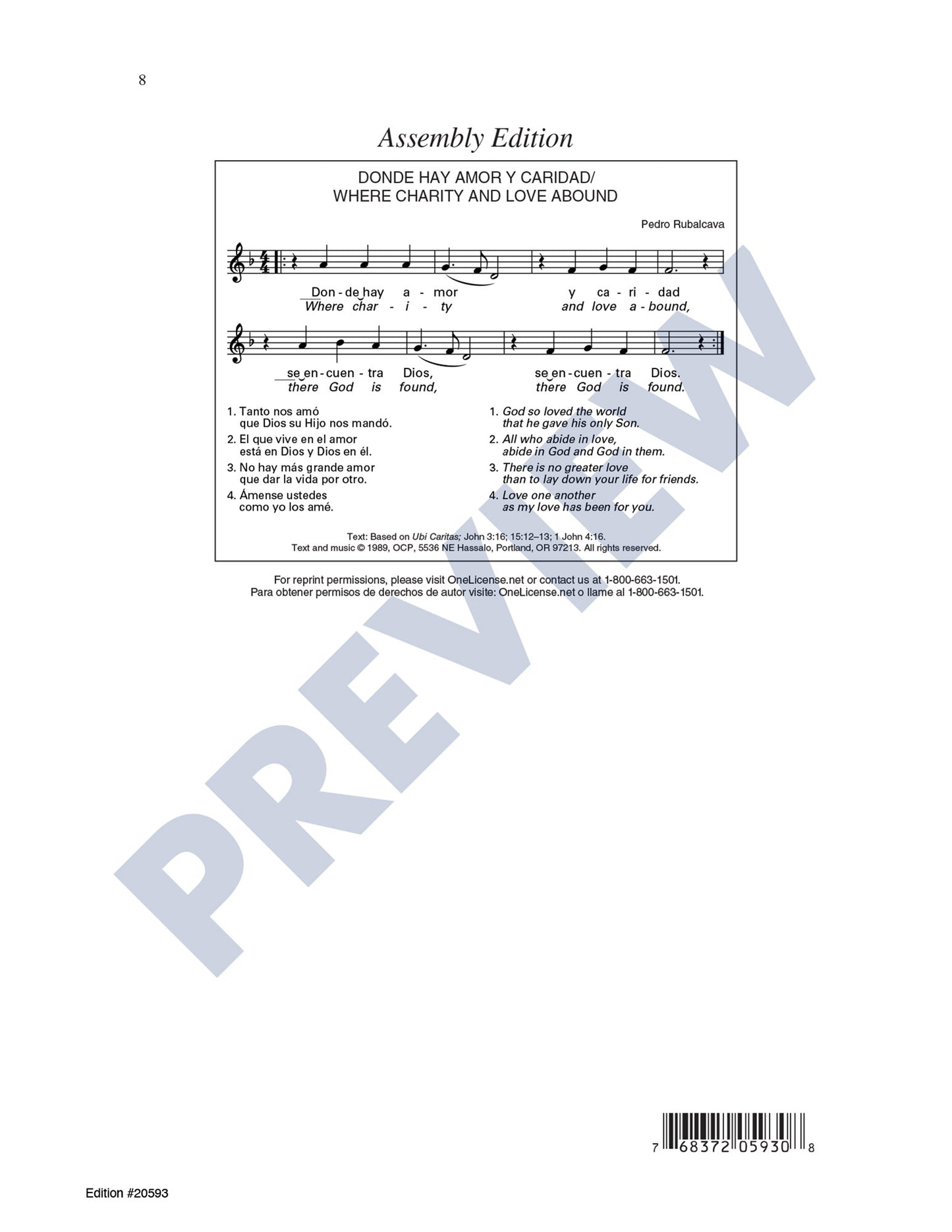 Donde Hay Amor y Caridad/Where Charity and Love Abound