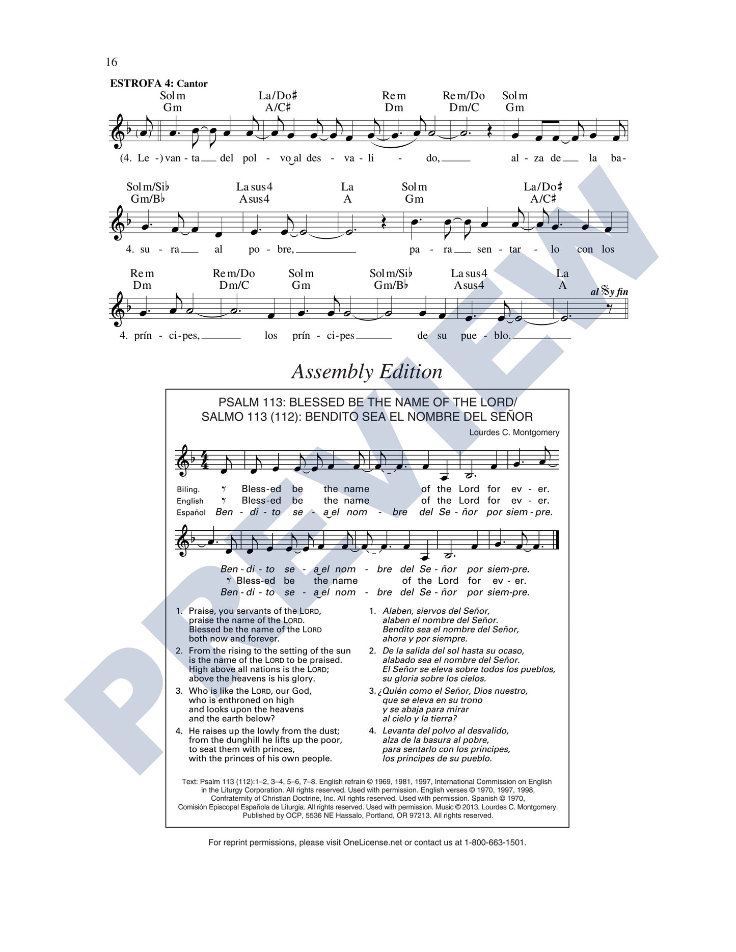 Psalm 113: Blessed Be the Name of the Lord/Salmo 113 (112): Bendito Sea el Nombre del Señor