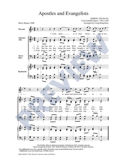 Three Hymns for Apostles, Saints and Martyrs