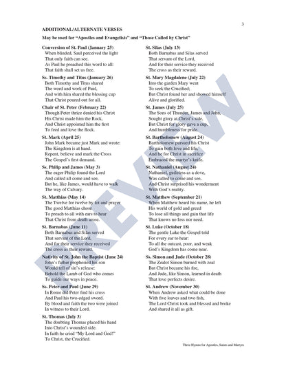 Three Hymns for Apostles, Saints and Martyrs