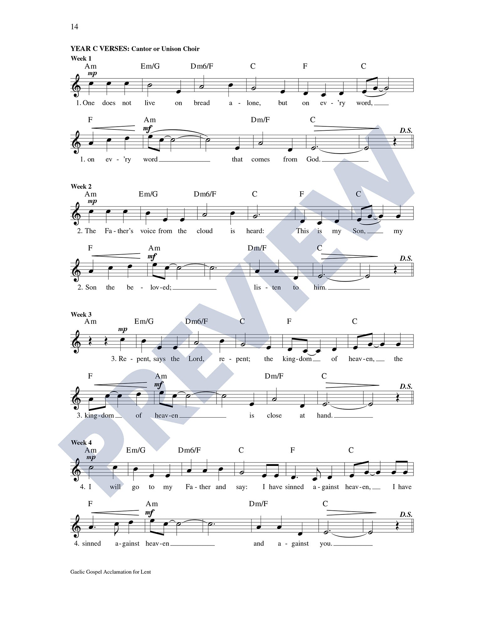 Gaelic Gospel Acclamation for Lent