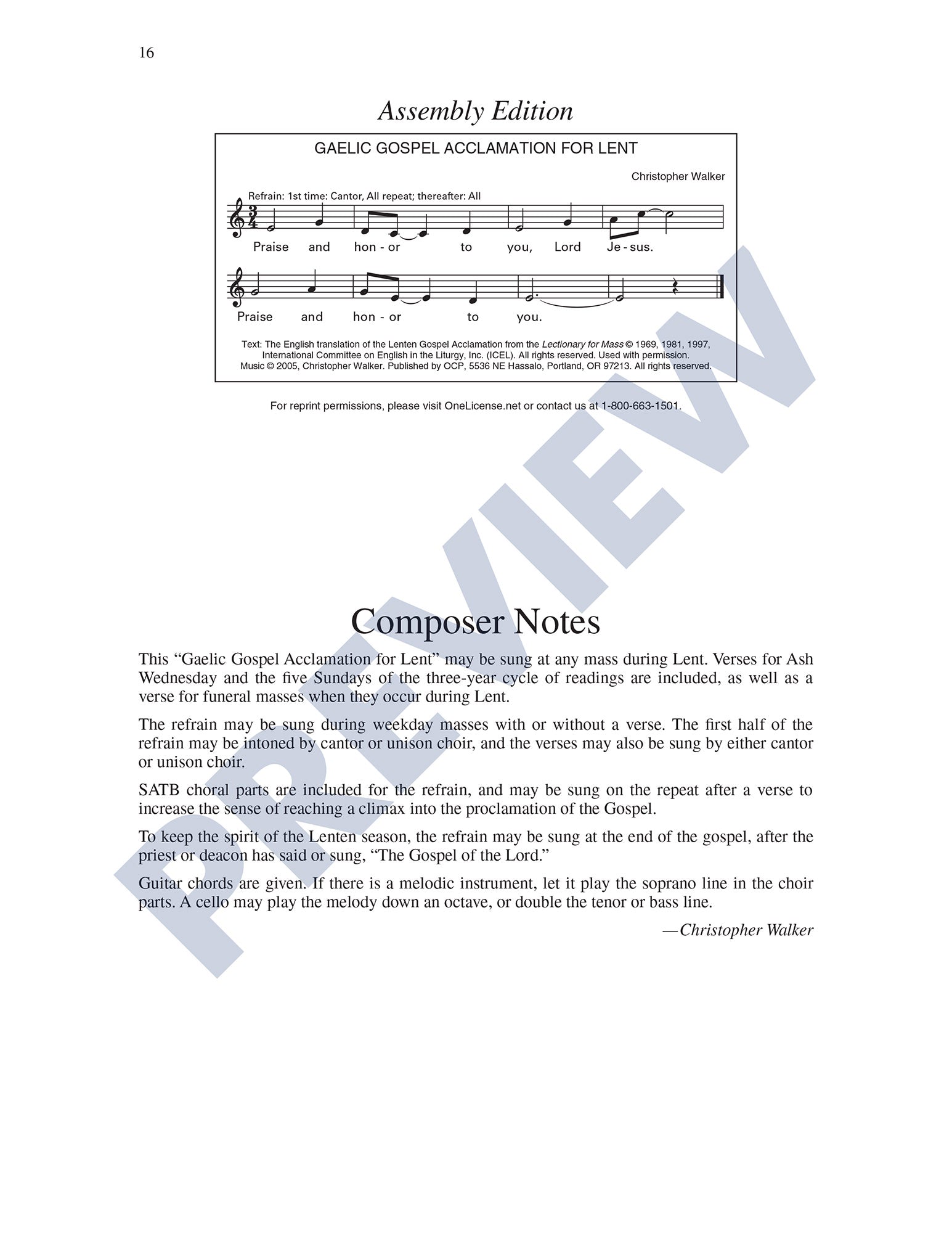 Gaelic Gospel Acclamation for Lent