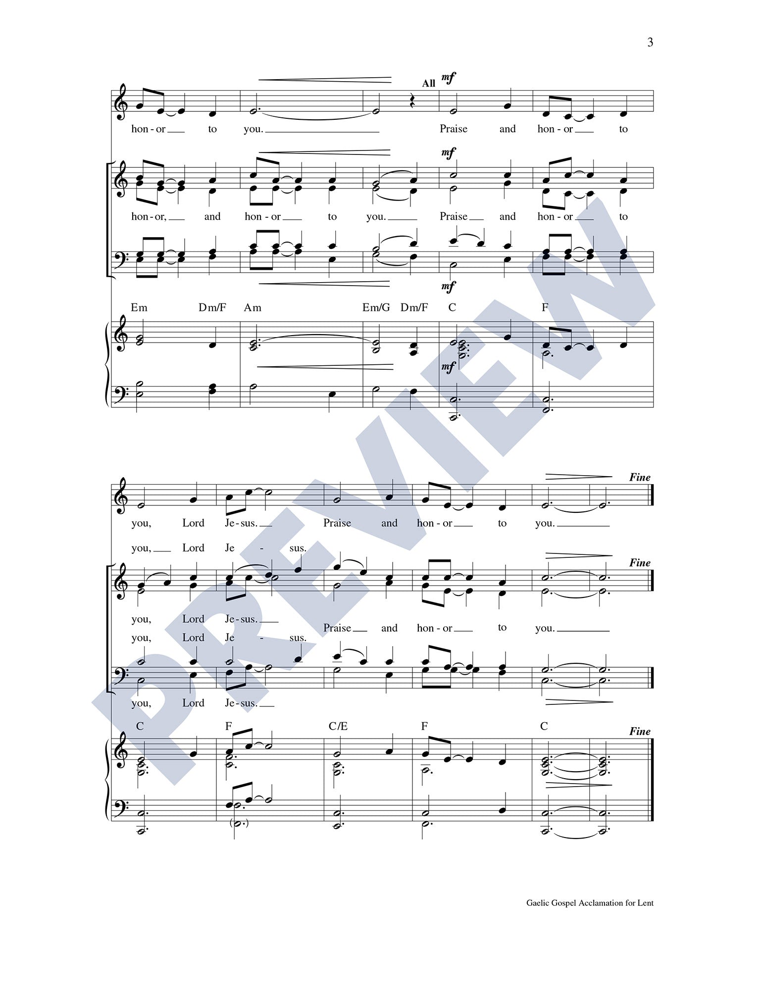 Gaelic Gospel Acclamation for Lent