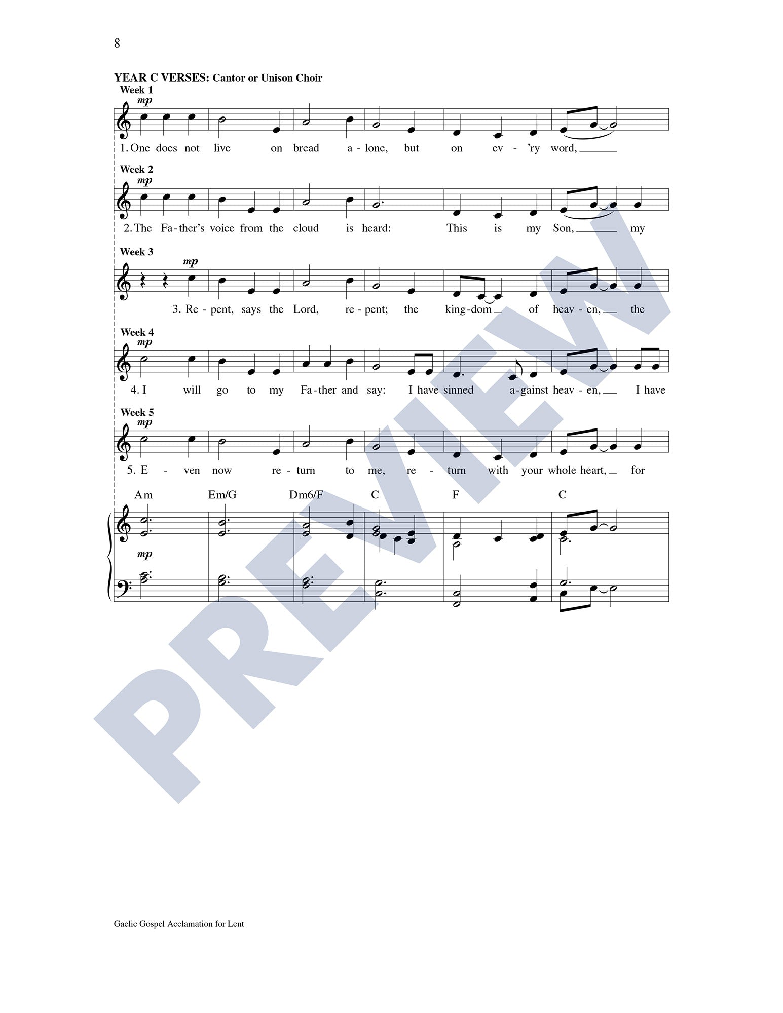 Gaelic Gospel Acclamation for Lent