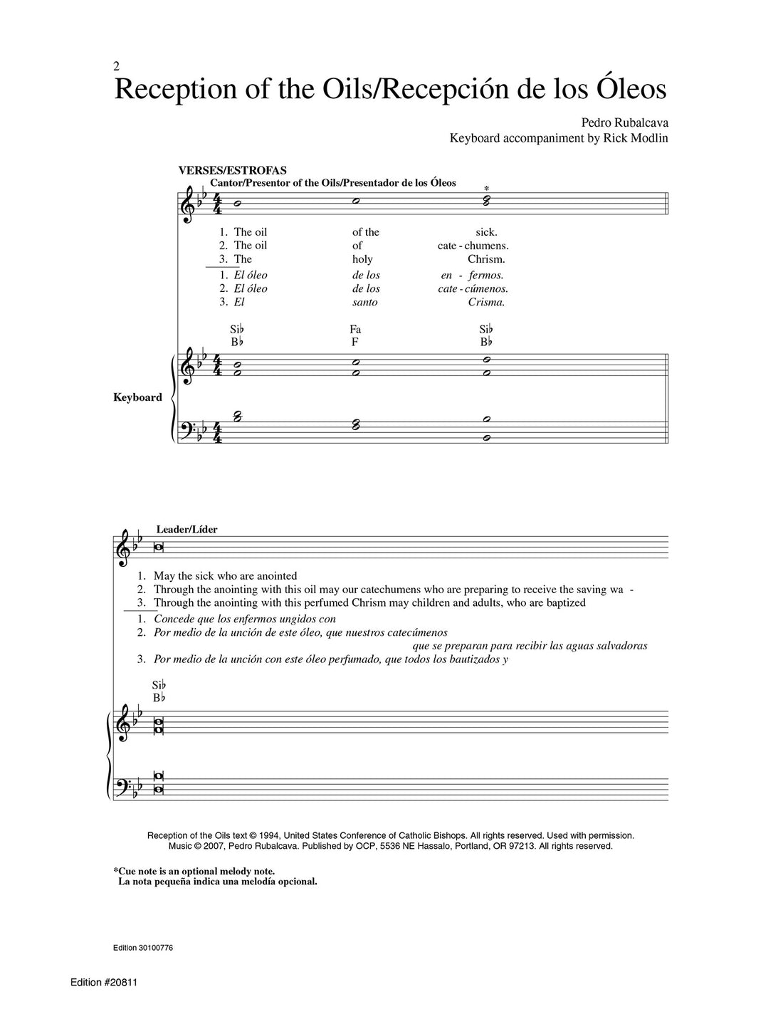 Reception of the Oils/Recepción de los Óleos