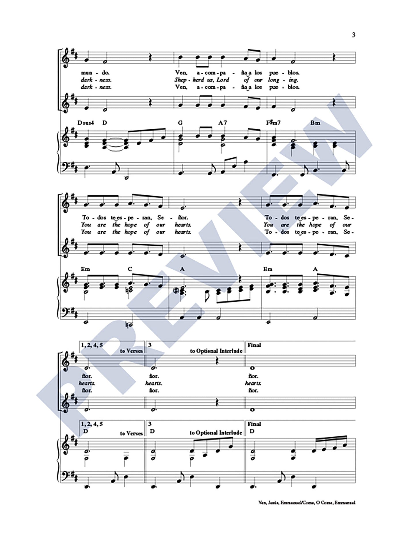 Ven, Jesús, Emmanuel/Come, O Come, Emmanuel