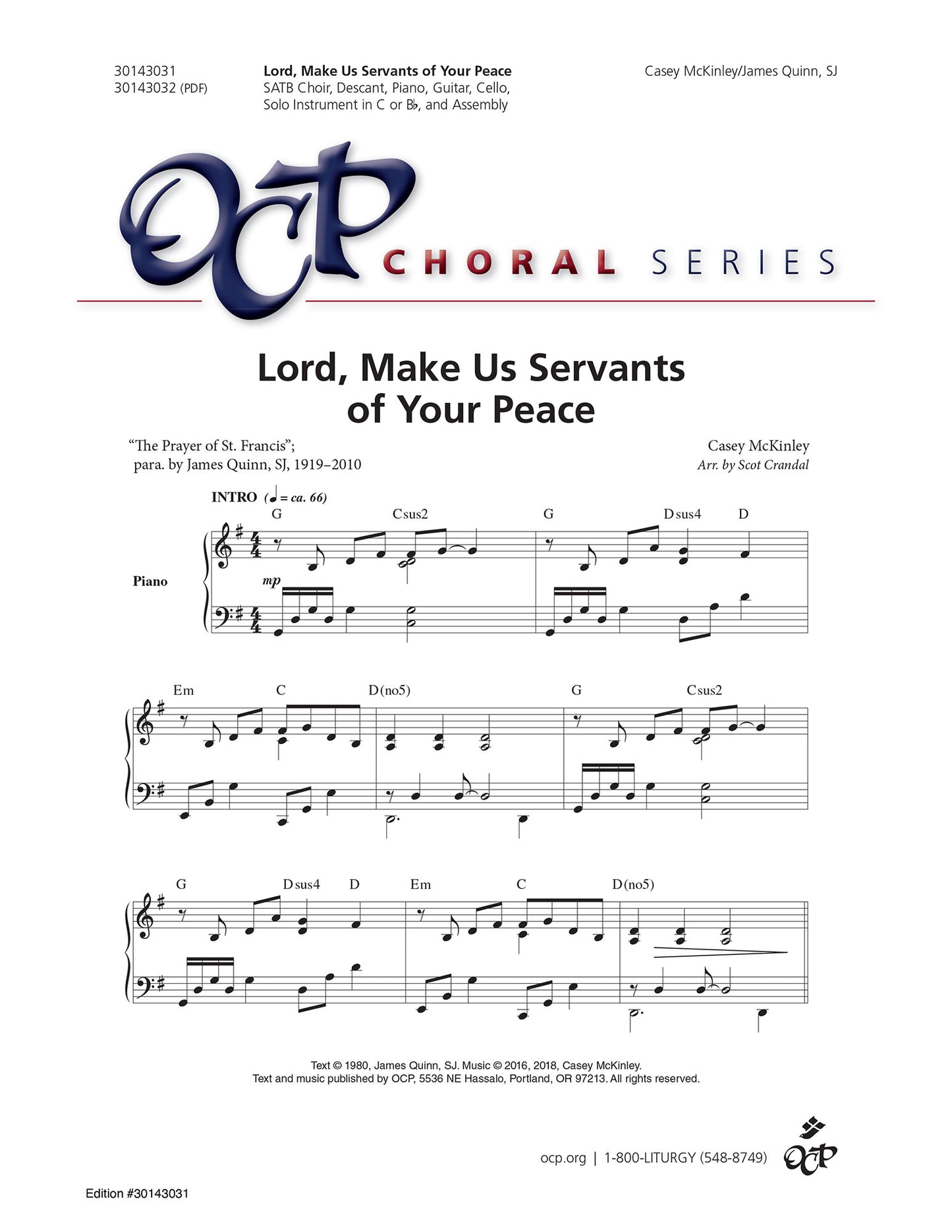 Lord, Make Us Servants of Your Peace