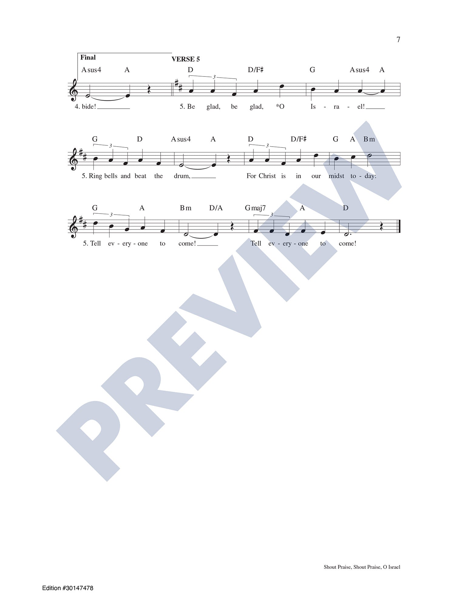 Shout Praise, Shout Praise, O Israel