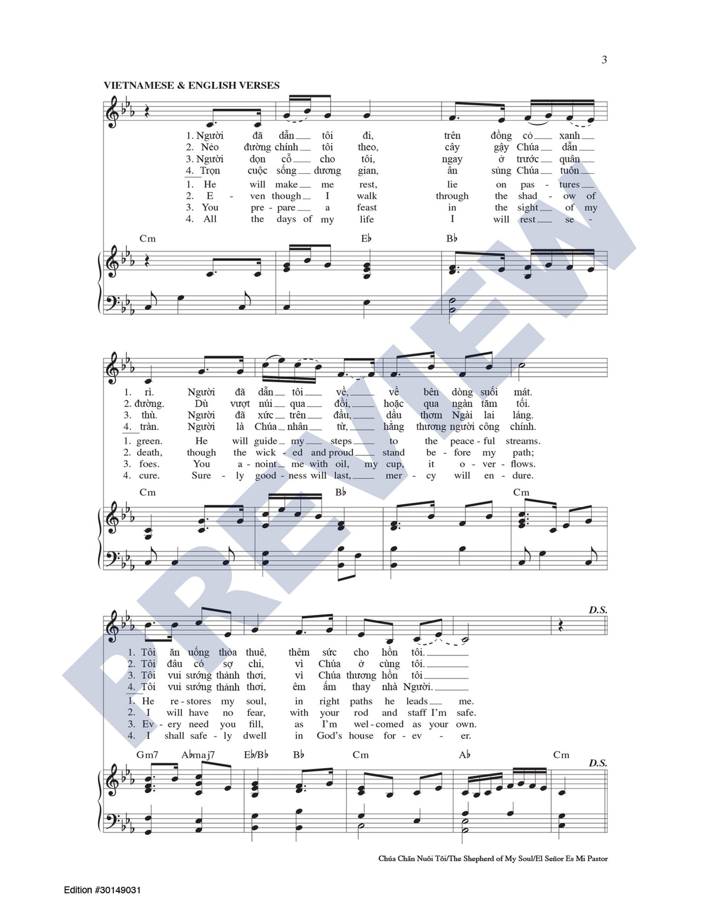 Chúa Chan Nuôi Tôi/The Shepherd of My Soul/El Señor Es Mi Pastor