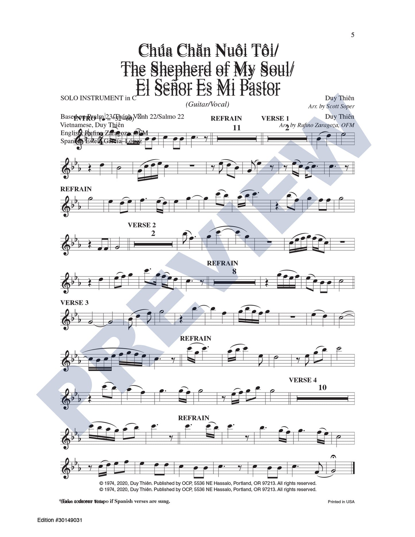 Chúa Chan Nuôi Tôi/The Shepherd of My Soul/El Señor Es Mi Pastor