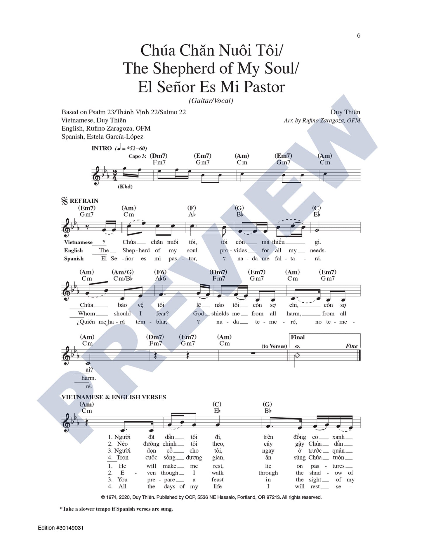 Chúa Chan Nuôi Tôi/The Shepherd of My Soul/El Señor Es Mi Pastor