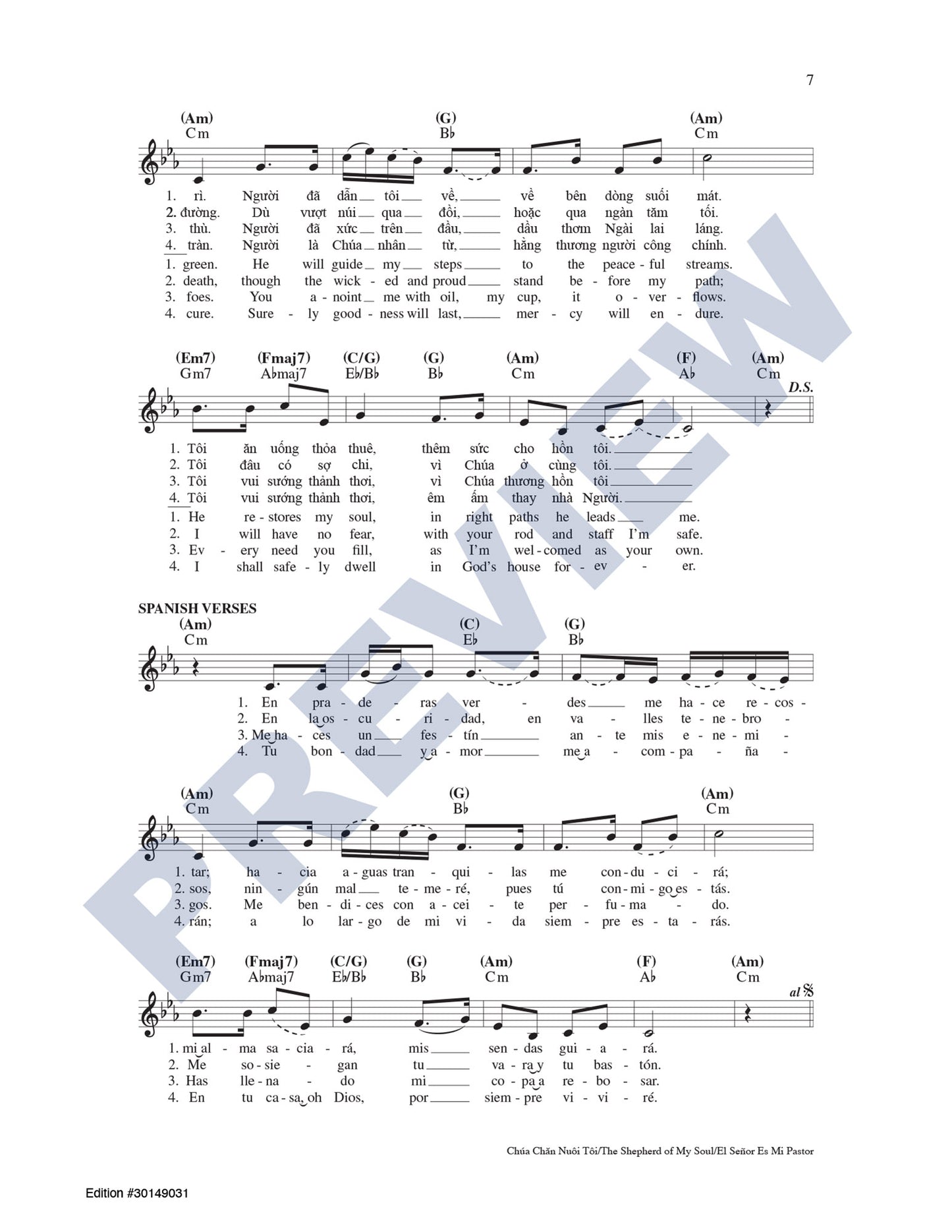 Chúa Chan Nuôi Tôi/The Shepherd of My Soul/El Señor Es Mi Pastor