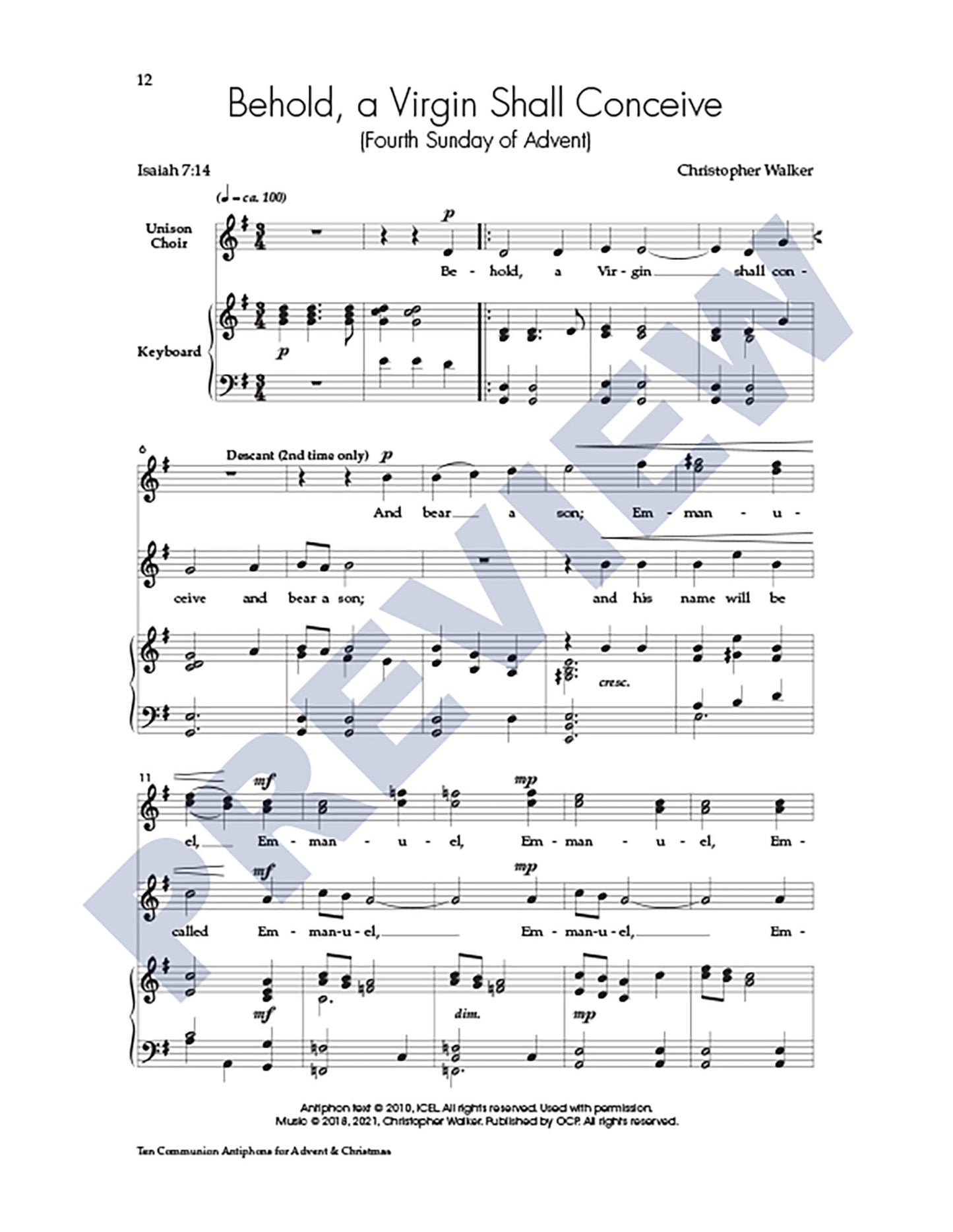 Ten Communion Antiphons for Advent & Christmas