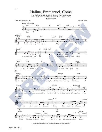 Halina, Emmanuel, Come (A Filipino/English Song for Advent)