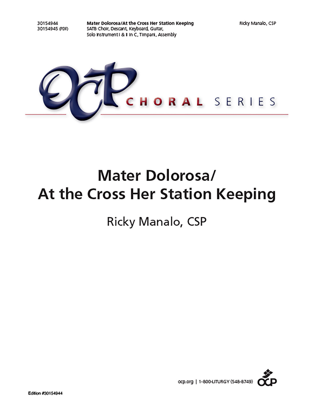 Mater Dolorosa/At the Cross Her Station Keeping