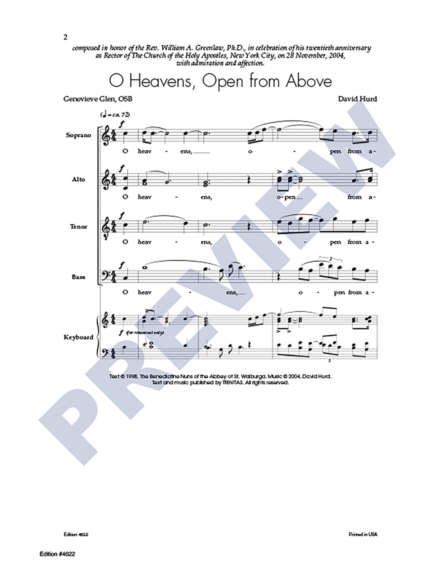 O Heavens, Open from Above