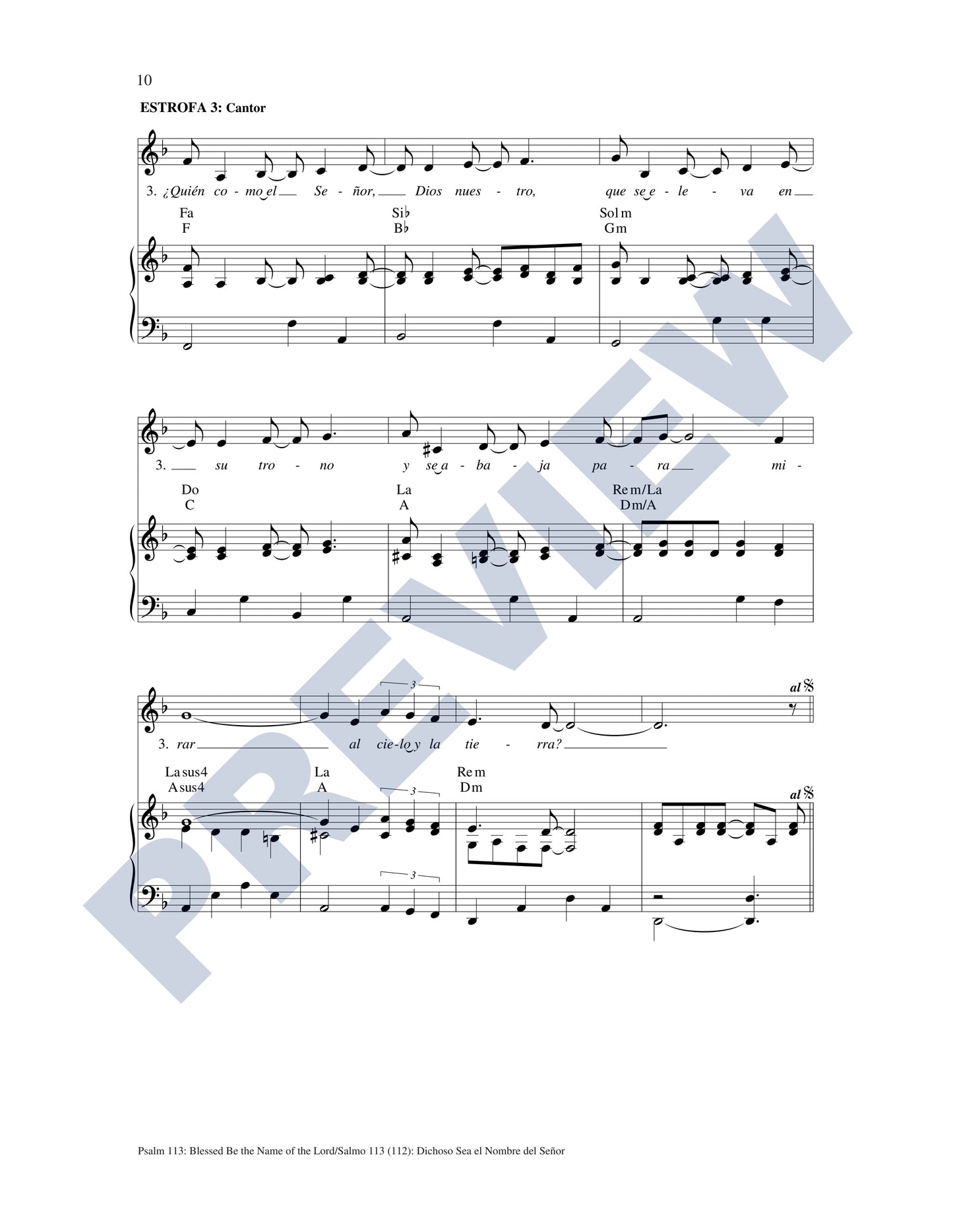 Psalm 113: Blessed Be the Name of the Lord/Salmo 113 (112): Bendito Sea el Nombre del Señor