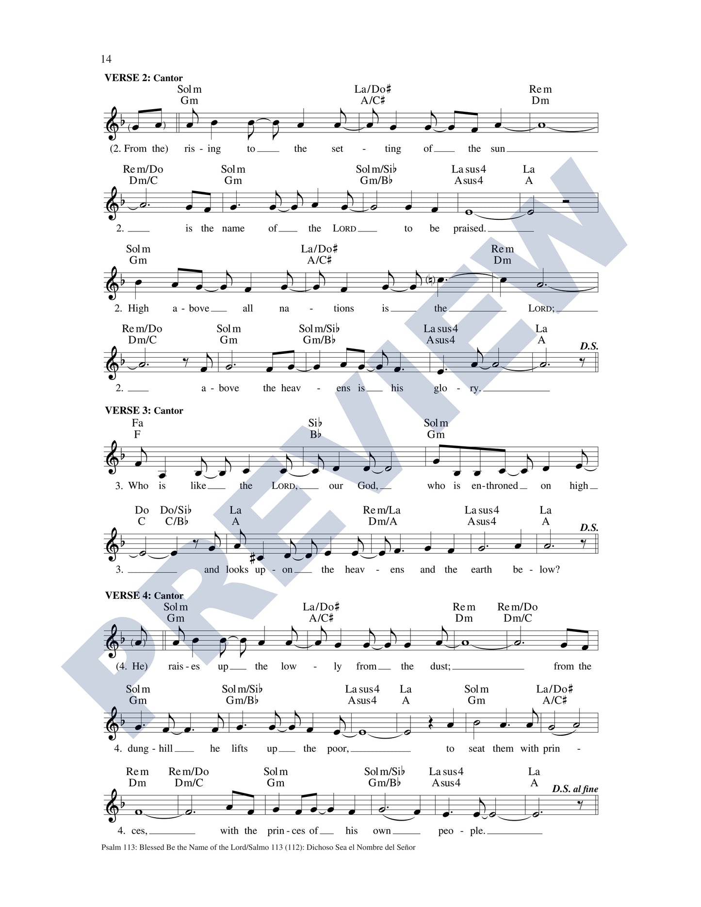 Psalm 113: Blessed Be the Name of the Lord/Salmo 113 (112): Bendito Sea el Nombre del Señor