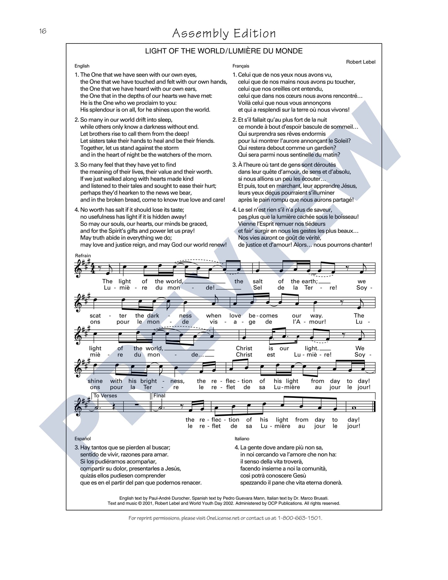 Light of the World/Lumière du Monde