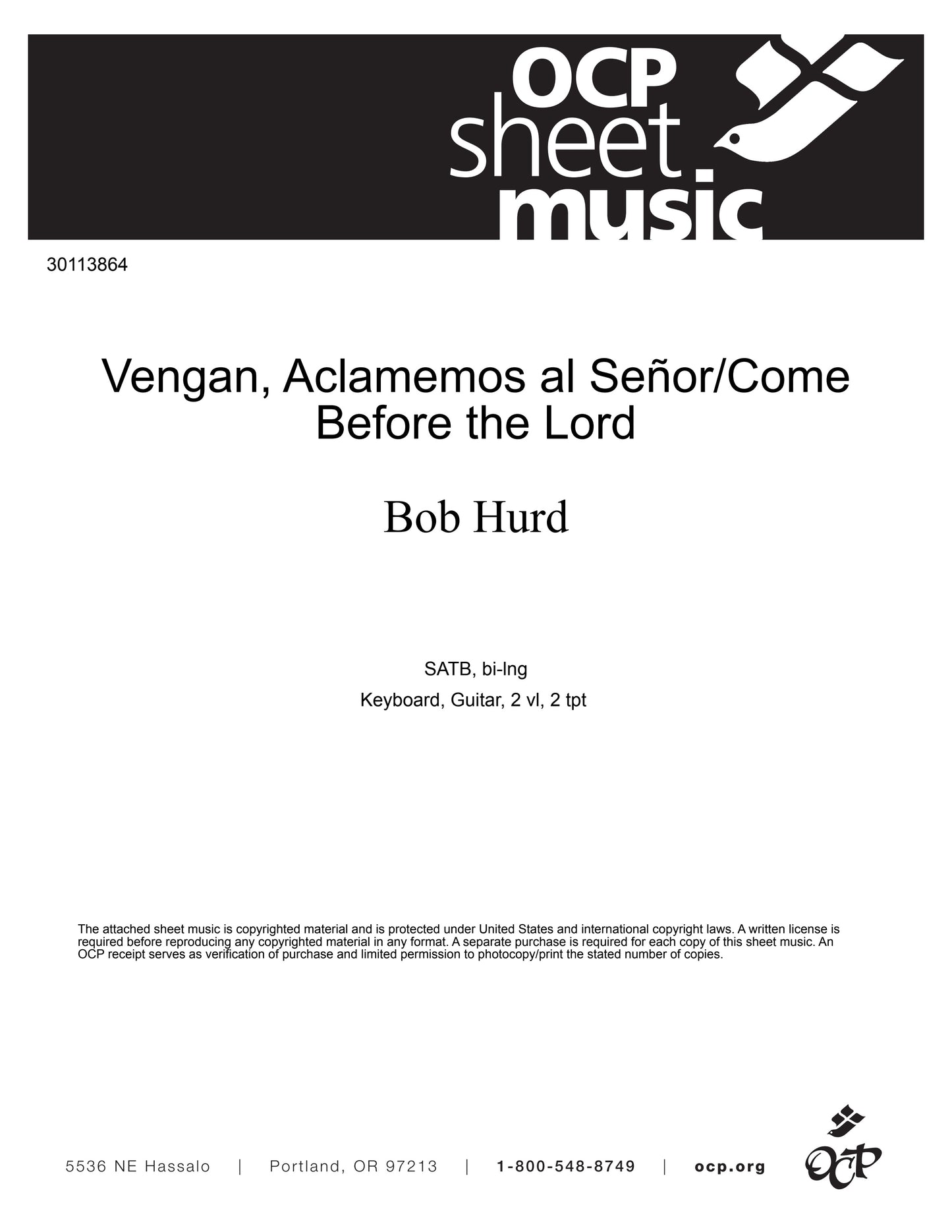 Vengan, Aclamemos al Señor/Come Before the Lord