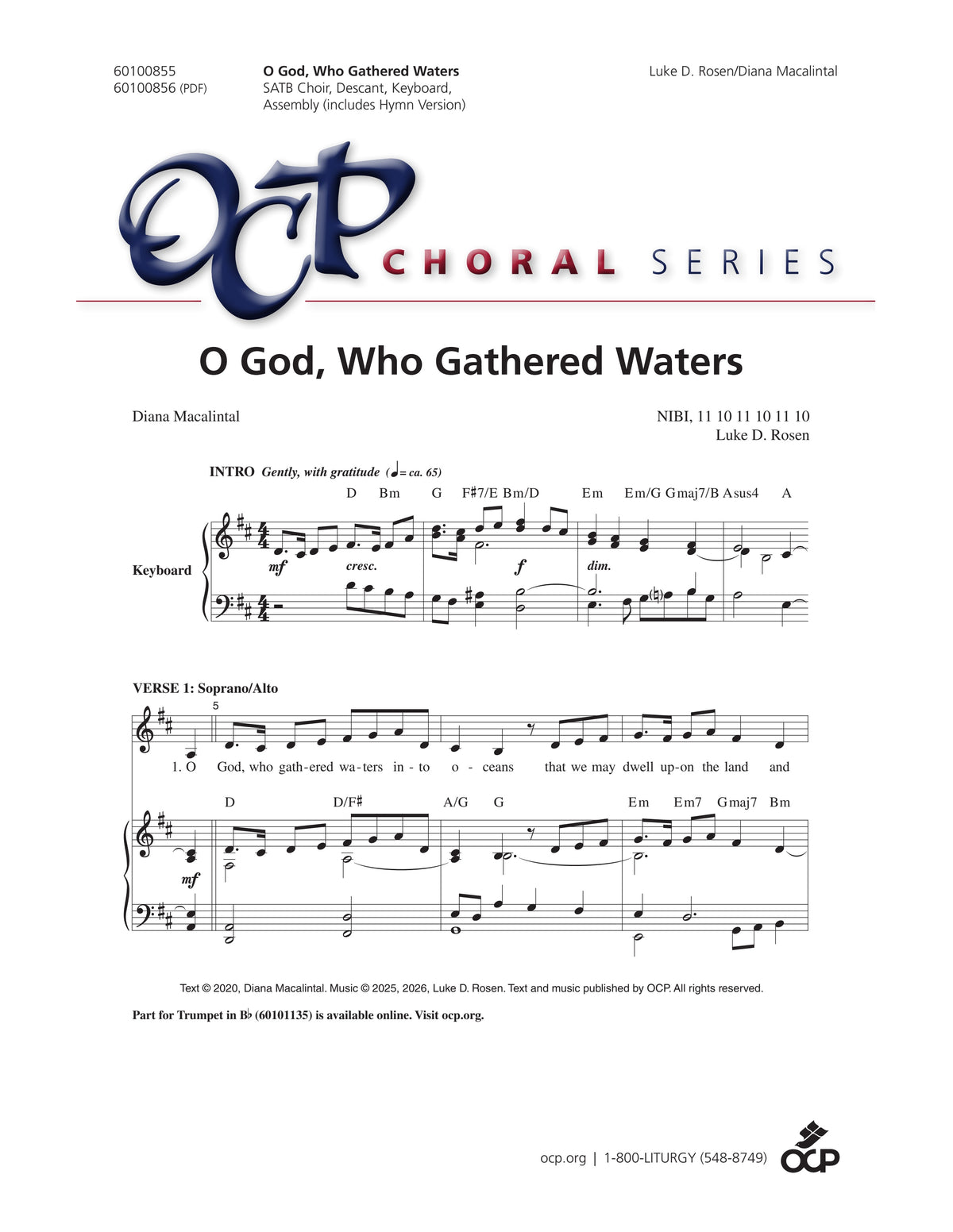 O God, Who Gathered Waters