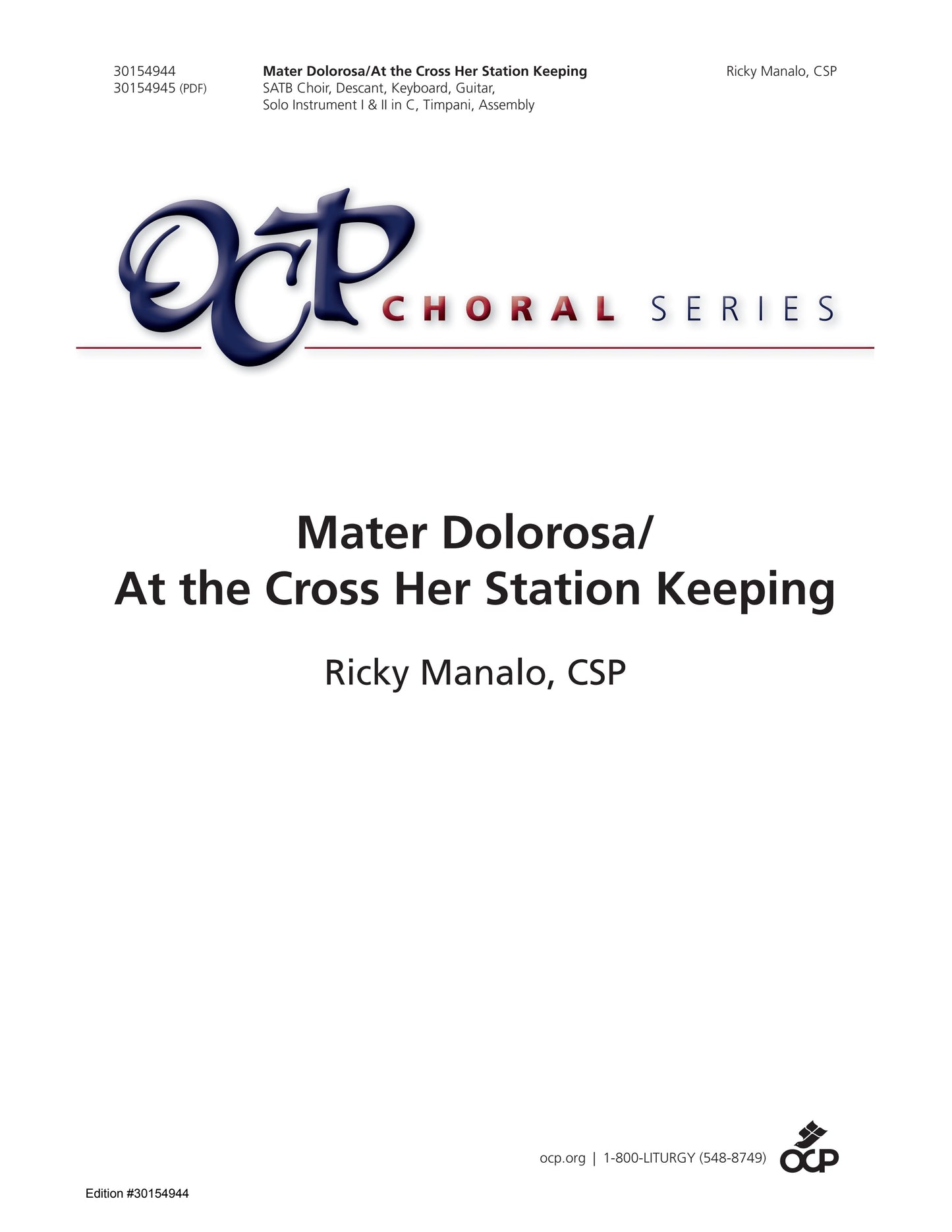 Mater Dolorosa/At the Cross Her Station Keeping