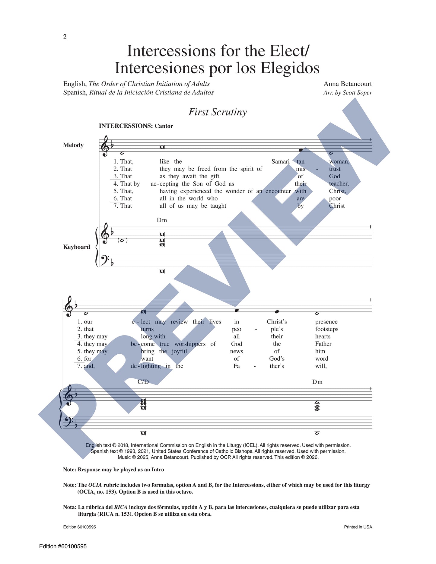 Intercessions for the Elect/Intercesiones por los Elegidos