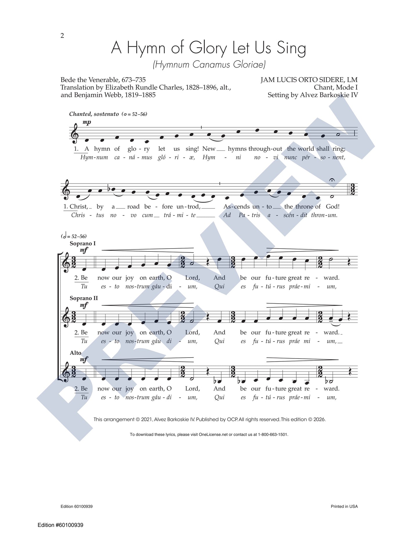 A Hymn of Glory Let Us Sing