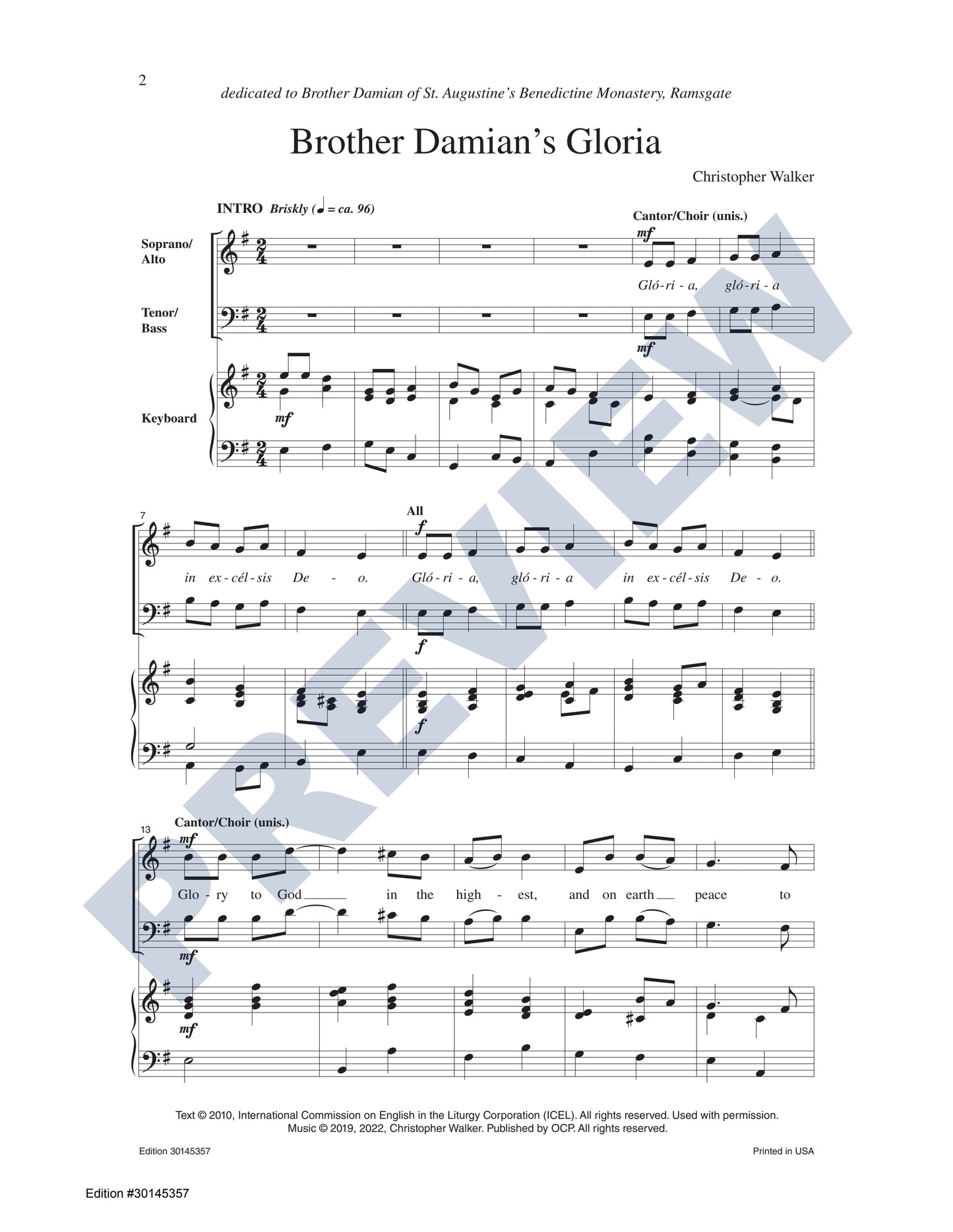 Brother Damian's Gloria