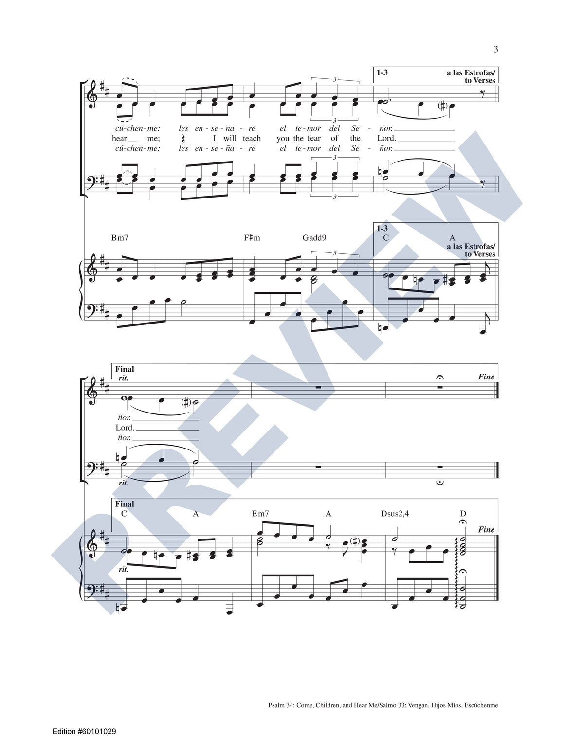 Psalm 34: Come, Children, and Hear Me/Salmo 33: Vengan, Hijos Míos, Escúchenme