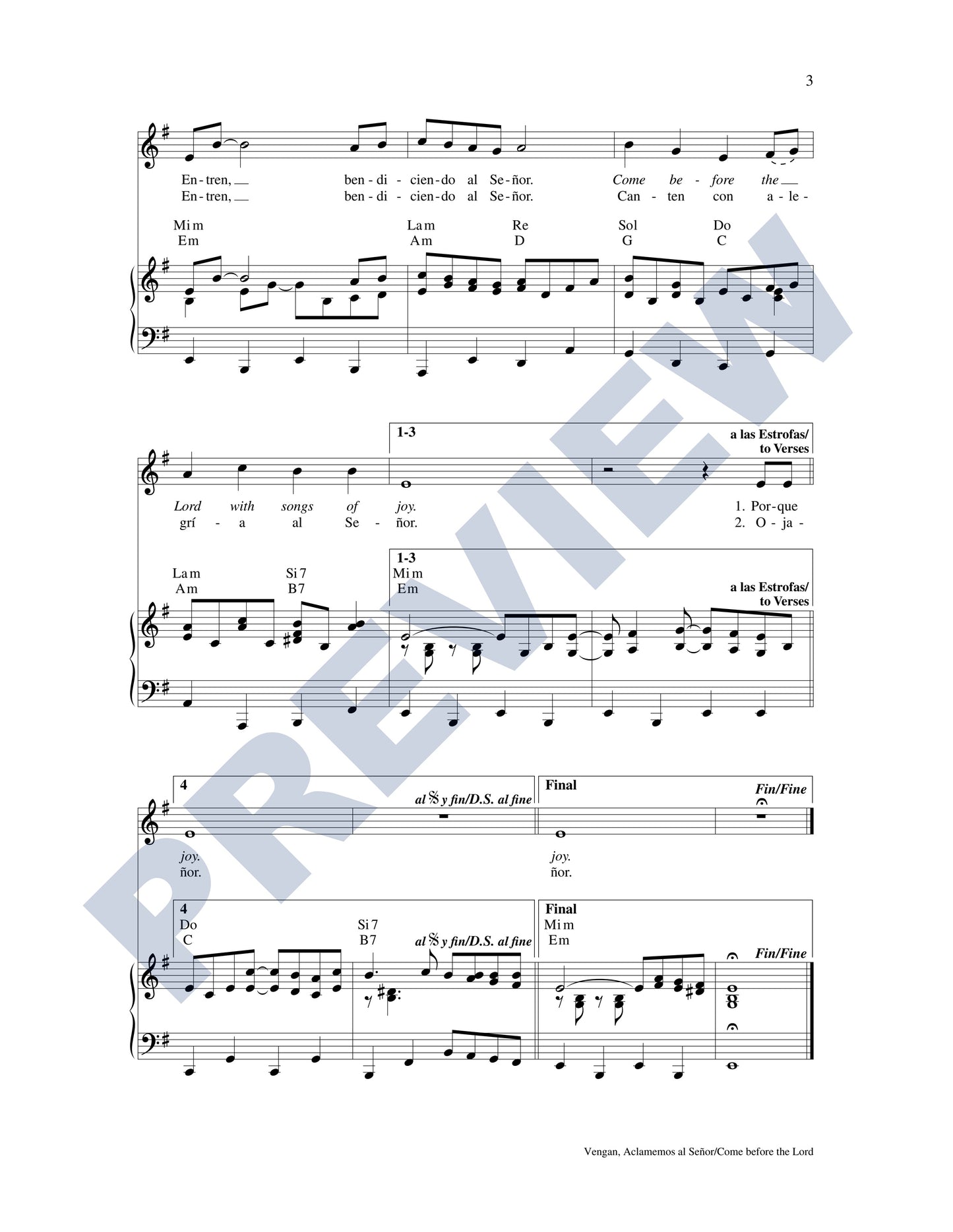 Vengan, Aclamemos al Señor/Come Before the Lord