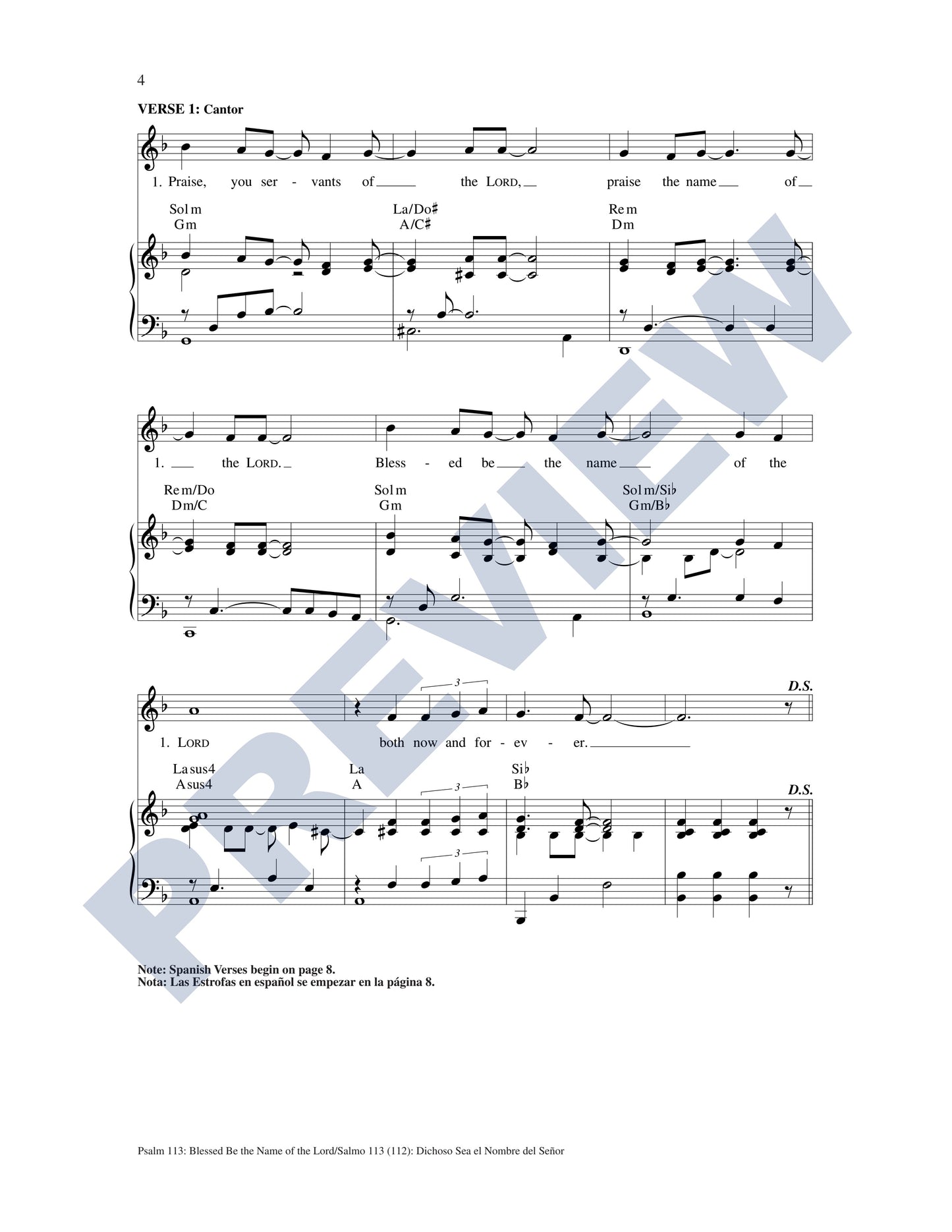 Psalm 113: Blessed Be the Name of the Lord/Salmo 113 (112): Bendito Sea el Nombre del Señor