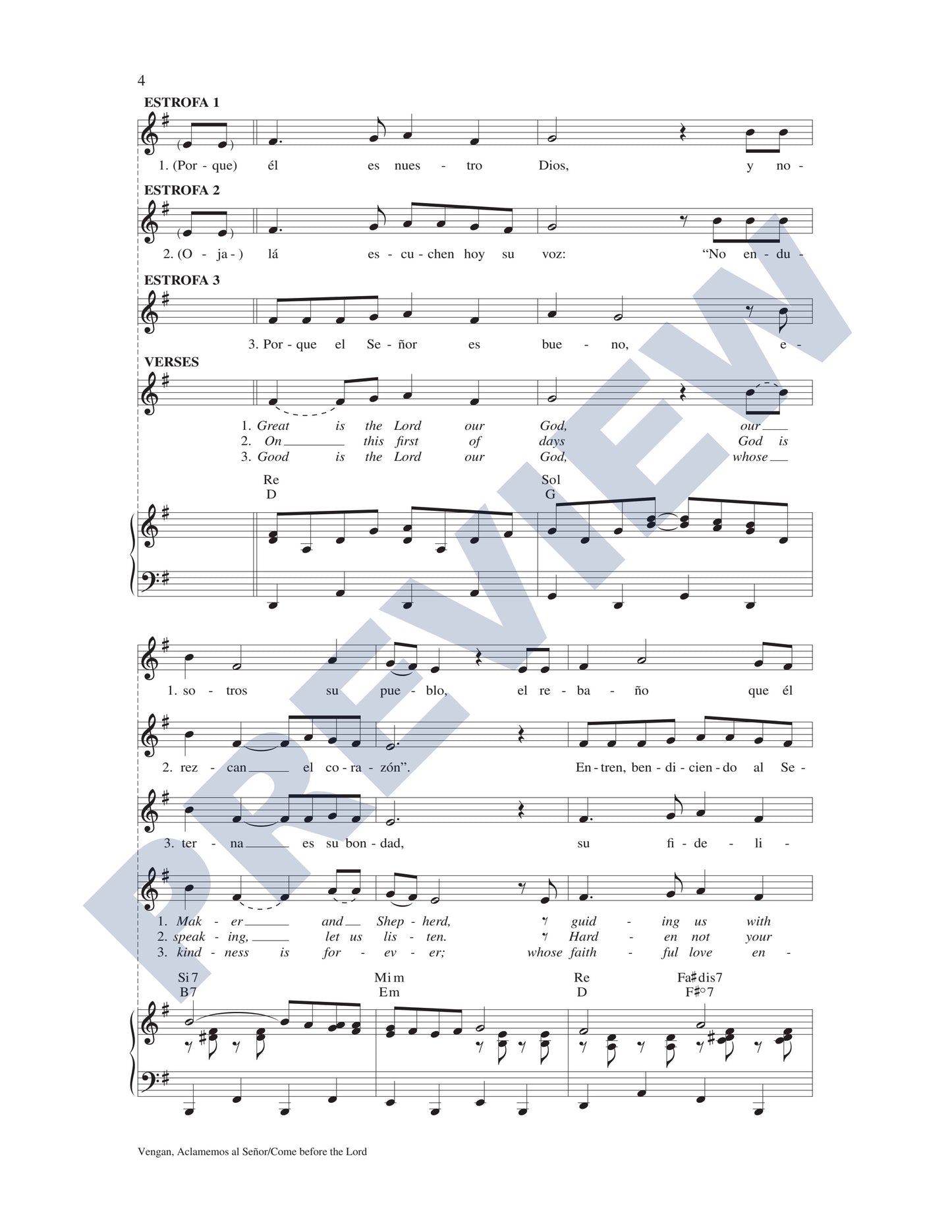 Vengan, Aclamemos al Señor/Come Before the Lord