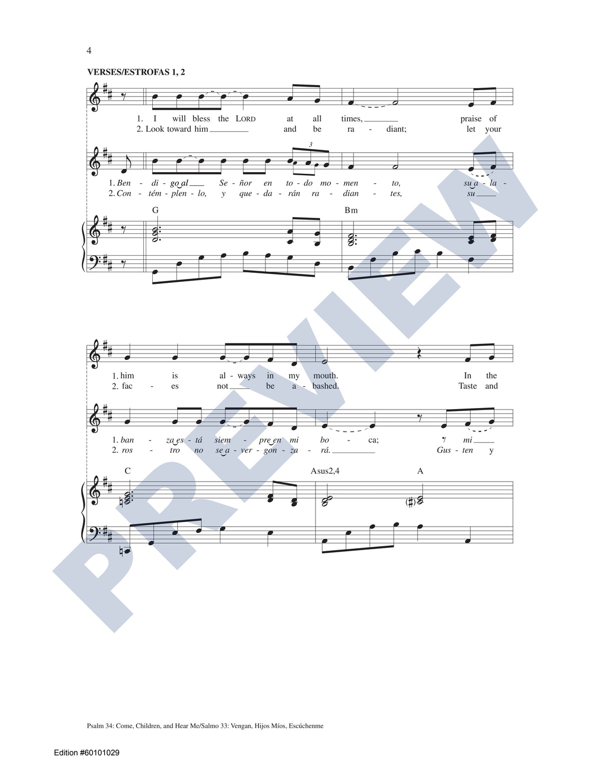 Psalm 34: Come, Children, and Hear Me/Salmo 33: Vengan, Hijos Míos, Escúchenme