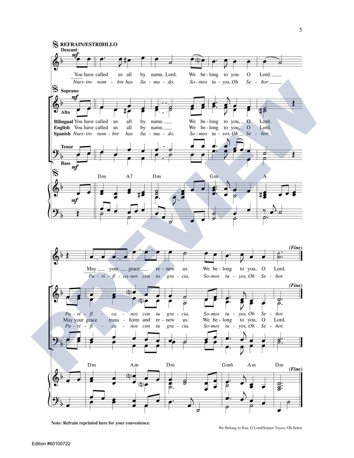 We Belong to You, O Lord/Somos Tuyos, Oh Señor