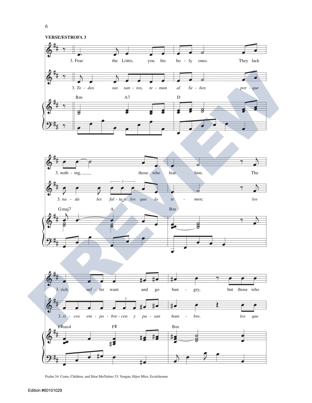Psalm 34: Come, Children, and Hear Me/Salmo 33: Vengan, Hijos Míos, Escúchenme