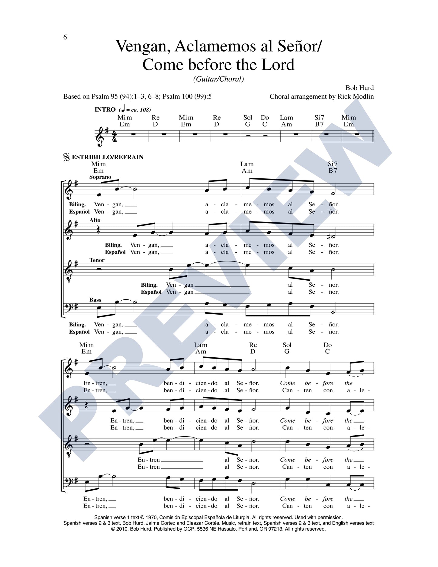 Vengan, Aclamemos al Señor/Come Before the Lord