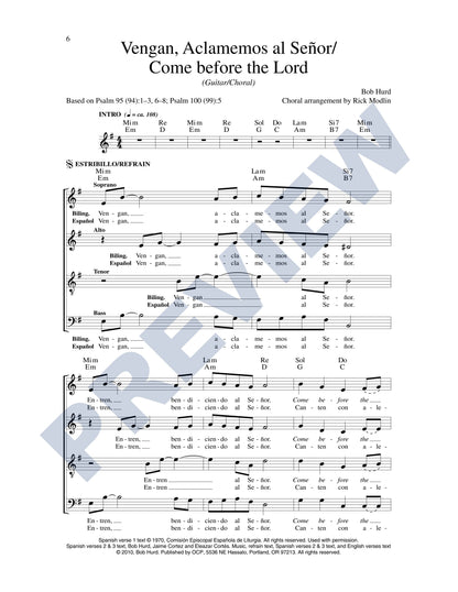 Vengan, Aclamemos al Señor/Come Before the Lord