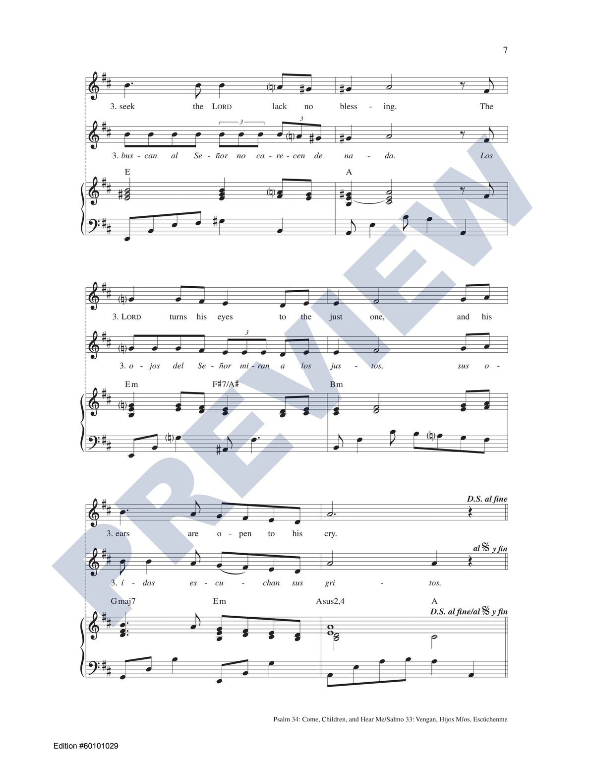 Psalm 34: Come, Children, and Hear Me/Salmo 33: Vengan, Hijos Míos, Escúchenme