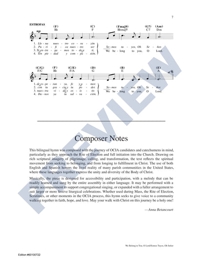 We Belong to You, O Lord/Somos Tuyos, Oh Señor