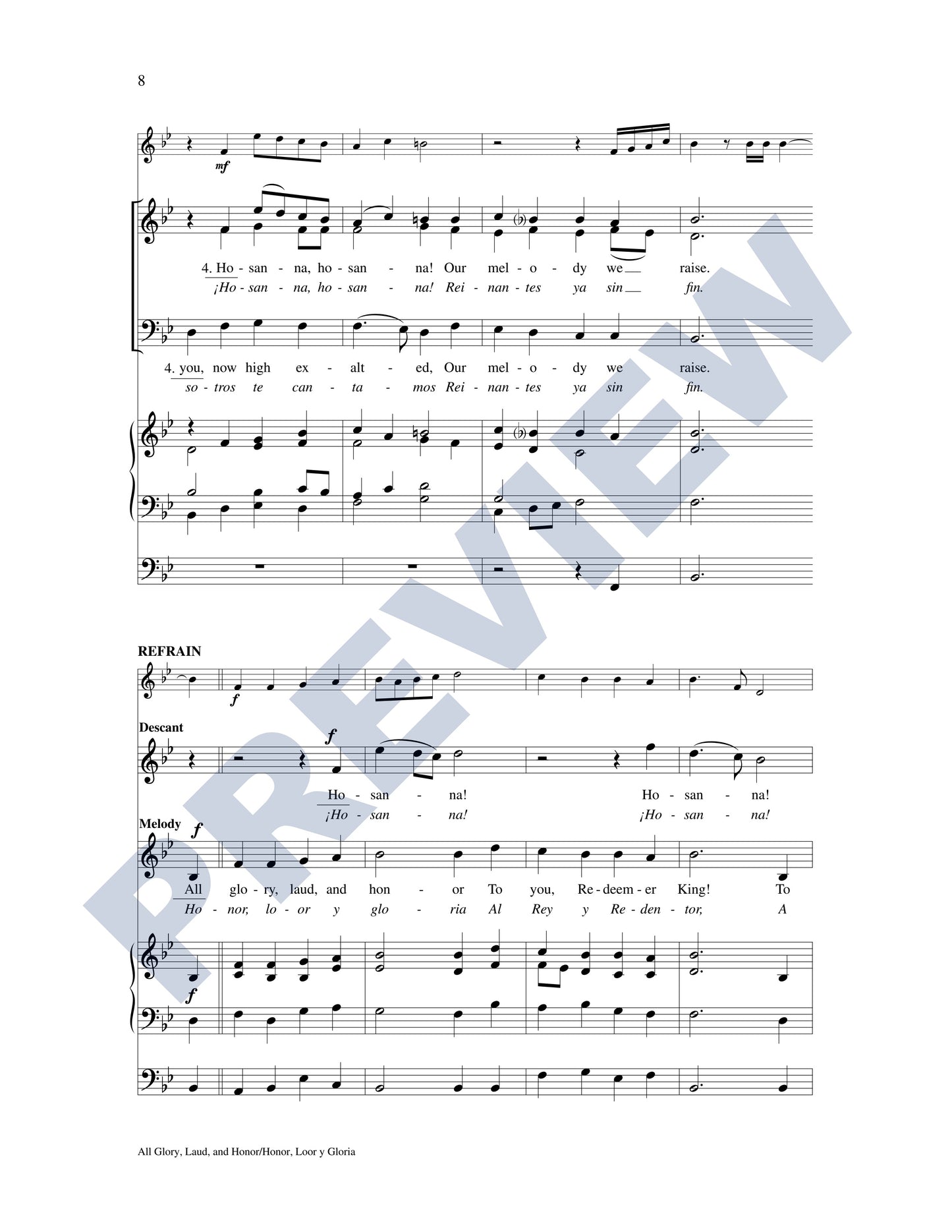 All Glory, Laud, and Honor/Honor, Loor y Gloria