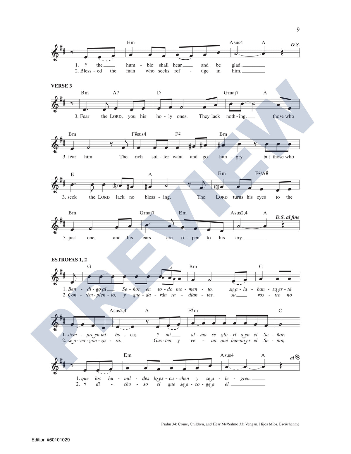 Psalm 34: Come, Children, and Hear Me/Salmo 33: Vengan, Hijos Míos, Escúchenme